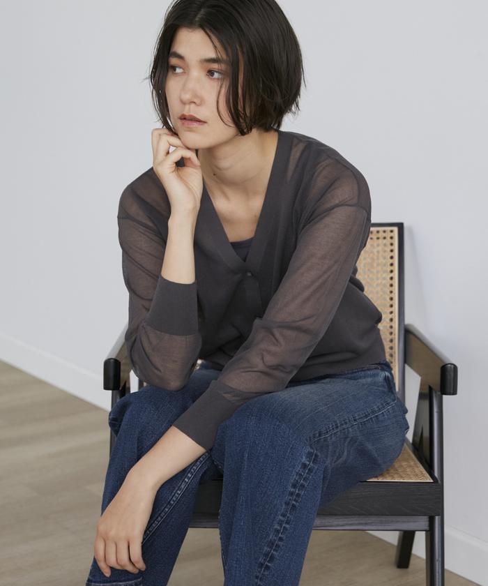 Vネックシアーカーディガン(505418524) | イネド(INED) - d fashion