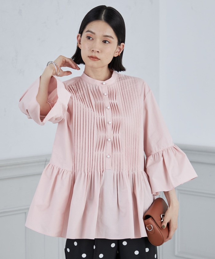 クーポン】【セール 35%OFF】ピンタックペプラムブラウス クーポン】【セール 35%OFF】ピンタックペプラムブラウス
