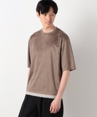 COMME CA ISM MENS/エアリー フェイクスエード カラーレイヤードＴシャツ/505401491