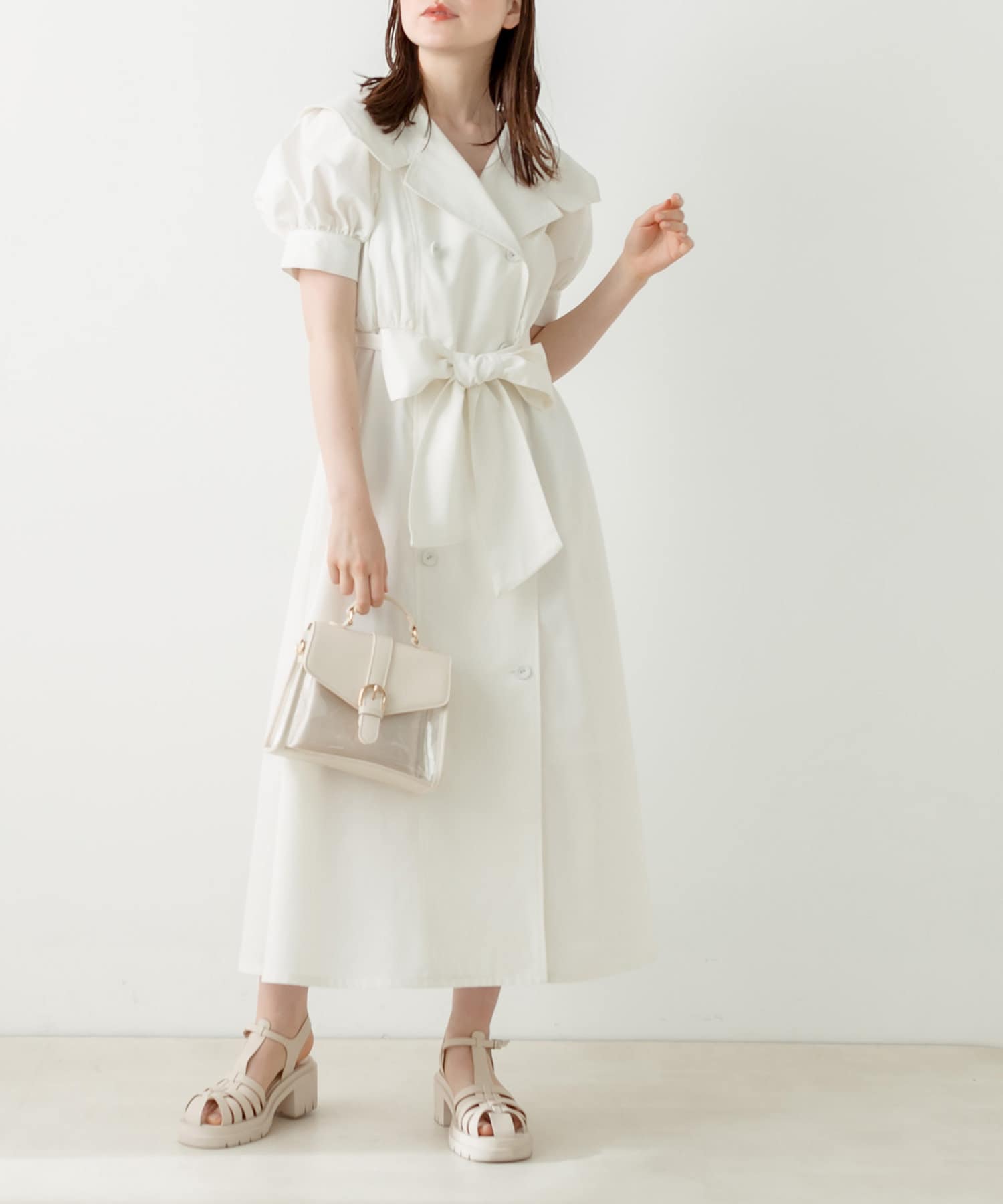 ANOTHER BRANCH OLIVE des OLIVE/7分袖ビックカラーティアード