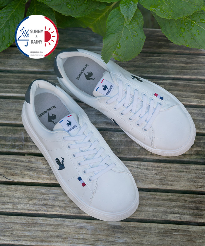 【タグ付】雨晴兼用スニーカー 24,5 ホワイト lecoqsportif タグ付】雨晴兼用スニーカー 24,5 ホワイト lecoqsportif