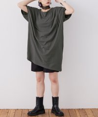 Fashion Letter/Fashion Letter ファッションレター 大きいサイズ 5分袖アシメプルオーバー チュニック Tシャツ トップス ワンピース 変形 ビッグシルエット ロ/505424025