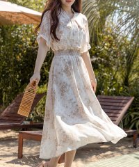 TeddyShop/テディショップ Teddyshop レディース 小花柄ボウタイシフォンAラインロングワンピース/505424169