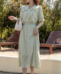 TeddyShop/テディショップ Teddyshop レディース 小花柄ボウタイシフォンAラインロングワンピース/505424169