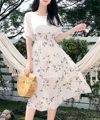 TeddyShop/テディショップ Teddyshop レディース 半袖シャーリングウエストドッキングAラインワンピース/505424205