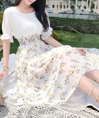 TeddyShop/テディショップ Teddyshop レディース 半袖シャーリングウエストドッキングAラインワンピース/505424205