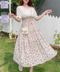 TeddyShop/テディショップ Teddyshop レディース 半袖シャーリングウエストドッキングAラインワンピース/505424205