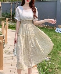 TeddyShop/テディショップ Teddyshop レディース 半袖シャーリングウエストドッキングAラインワンピース/505424205
