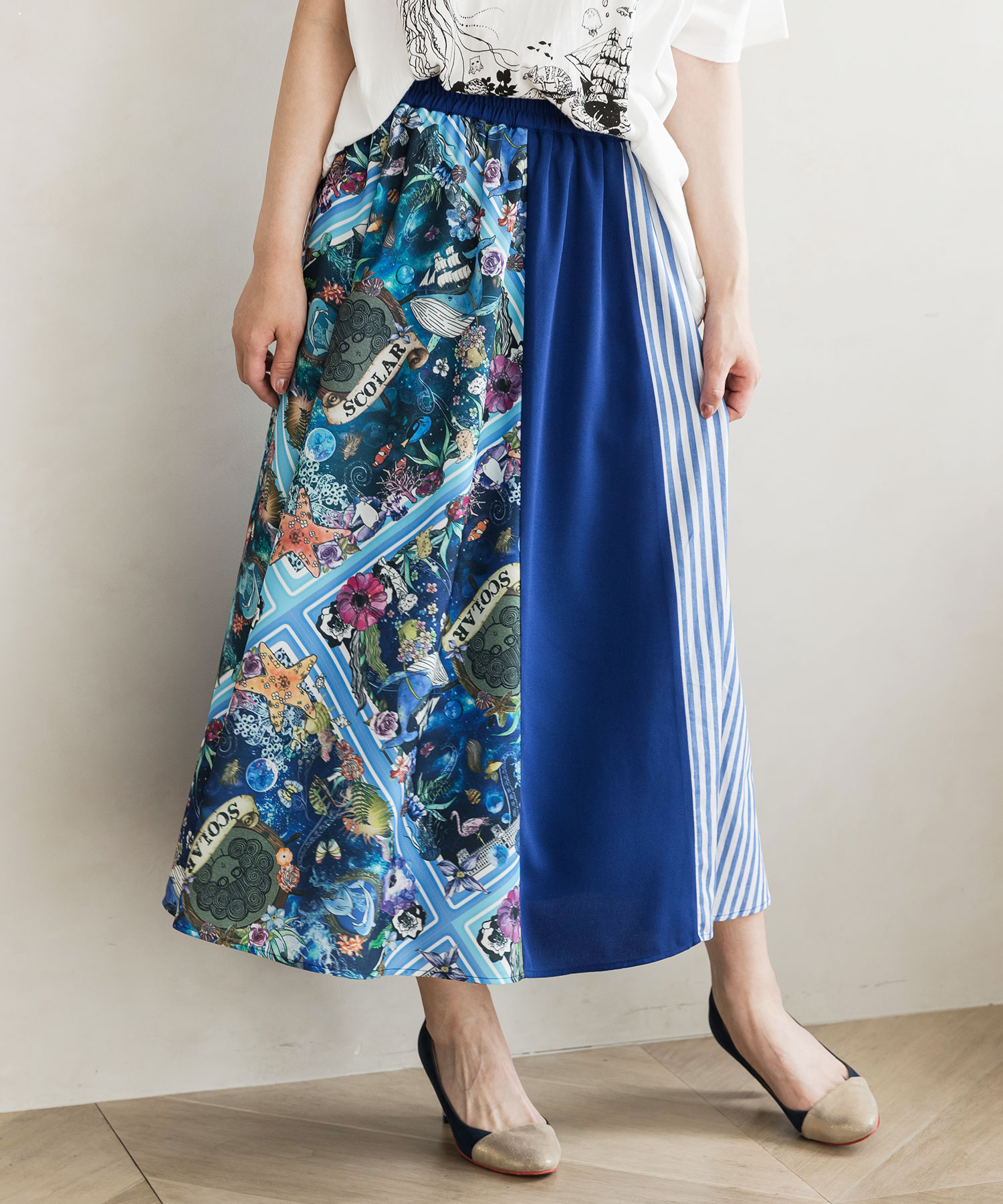 セール 30%OFF】深海×宇宙柄 異素材切替スカート(505420059