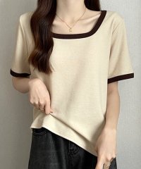 Amulet/アミュレット Amulet Uネックシャツ 半袖 春 夏服 秋 韓国ファッション 10代 20代 30代 カジュアル 無地 ショート丈 レディース おしゃれ 黒/505425437