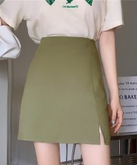 Amulet/ミニスリットスカート 春 夏服 秋 韓国ファッション 10代 20代 30代 ショート 無地 ミニ丈 レディース おしゃれ タイトミニスカート/505425438