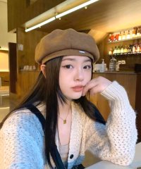 Dewlily/デューリリー Dewlily ワンポイントベレー帽 韓国ファッション 10代 20代 30代 万能 ワンポイント 可愛い ボリューム おしゃれ 無地 ラシャ カ/505425637