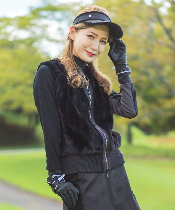 ゴルフ レディース LANVIN ファー ダウン ジャケット（ブラック） ゴルフ レディース LANVIN ファー ダウン ジャケット（ブラック