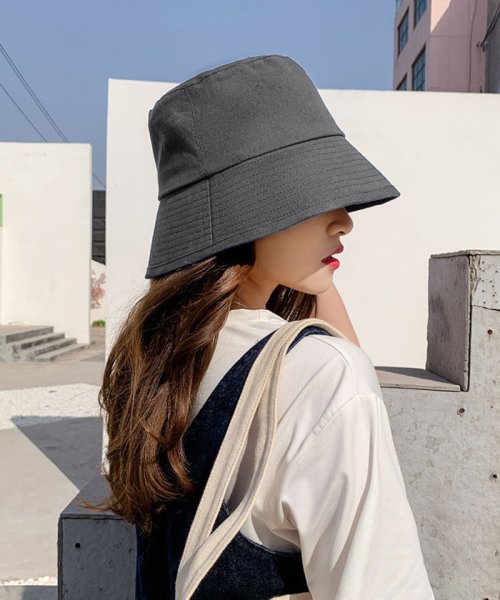 バケットハット 帽子 レディース UVカット つば広 遮光 紫外線対 ブラック 通販