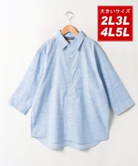 MARUKAWA/大きいサイズ 2L 3L 4L 5L 涼しい リネンライク ハケメ7分シャツ/綿 コットン 七分袖 シャツ 夏 /505400206