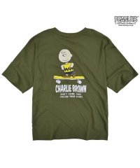  PEANUTS/ピーナッツ PEANUTS スヌーピー Tシャツ ドロップショルダー チャーリーブラウン 刺繍 バックプリント S M L LL PEANUTS/505417185