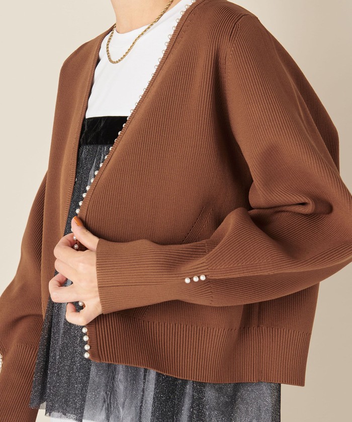 セール 30%OFF】《手洗い可能》ミニパールVネックカーディガン セール 30%OFF】《手洗い可能》ミニパールVネックカーディガン