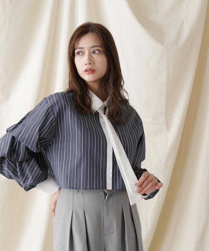 ファッションアイテム人気ランキング Burberry Blue 36（BLUE ベアトップ フリル裾 ブラウン label トップス