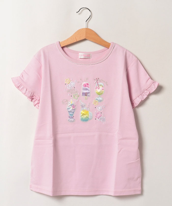 セール】メゾピアノ mezzo piano ソーダ刺しゅう 半袖Tシャツ