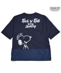  PEANUTS/ピーナッツ PEANUTS スヌーピー Tシャツ PEANUTS 切り替え ポケット付き ポプリン生地 プリント M L LL/505417173