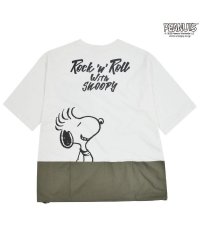  PEANUTS/ピーナッツ PEANUTS スヌーピー Tシャツ PEANUTS 切り替え ポケット付き ポプリン生地 プリント M L LL/505417173