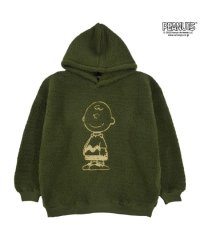  PEANUTS/スヌーピー チャーリーブラウン パーカー 刺繍 BIG シルエット 長袖 ボア フリース SNOOPY PEANUTS M L/505417322