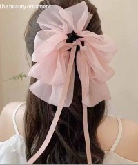 shoppinggo/ヘアクリップ シフォンリボン ロング バンスクリップ ヘアアレンジ バンスクリップ リボン 無地 ビックリボン ヘアアクセサリー/505432789