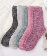 Lace Ladies/【5足セット】ケーブル柄ミックスカラーショート丈ソックス レディース ソックス   靴下 秋 冬 温活 ウォームビズ 冷え防止 ミックスカラー ケーブル柄 ウォ/505430537