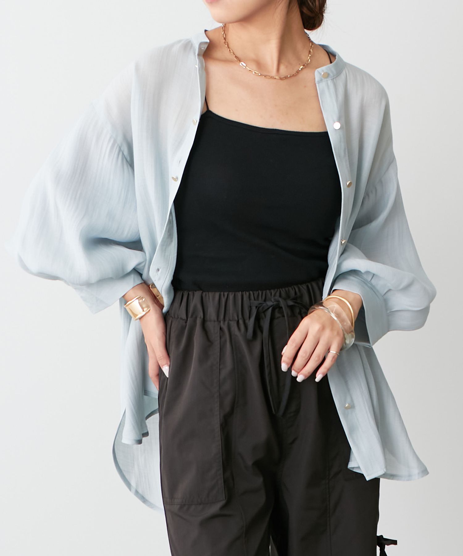 mollyboo様】【OHGA 】♡スズラン ブラウス ♡ブルー グレー美品
