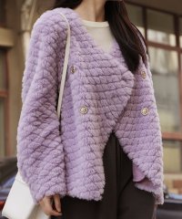 Jasmine Grandiflorum/ジャスミングランディフローラム Jasmine Grandiflorum 【Jasmine】ゆったりVネックノーカラーダブルボタンフェイクファージャケット/505435586