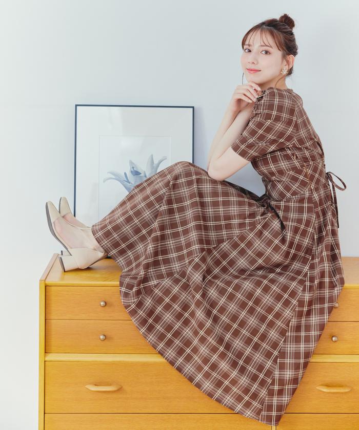 セール 60%OFF】チェック柄サーキュラーワンピース(505436356