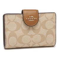 COACH/コーチ COACH アウトレット 二つ折り財布 シグネチャー ミニ財布 ベージュ ブラウン レディース COACH C0082 IMNLJ/505437780