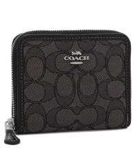 COACH/コーチ アウトレット 二つ折り財布 シグネチャー ミニ財布 ブラック グレー レディース COACH CH389 SVRT6/505437796