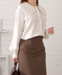 Lace Ladies/レースレディース Lace Ladies フリル付きビッグカラーゆるシフォンブラウス/505437752