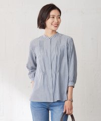 J.PRESS LADIES（LARGE SIZE）/【洗える】ウォッシャブルキュプラツイル バンドカラー ブラウス/505441625