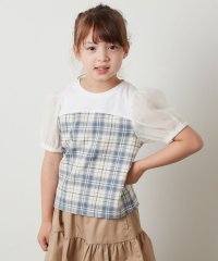 a.v.v(KID'S)/[100－130]【セットアップ対応】シアーパフスリーブチェック柄ドッキングトップス/505412037