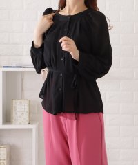 Lace Ladies/レースレディース Lace Ladies ウエストリボン付きギャザーシフォンブラウス/505444721