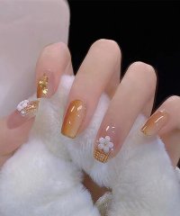 shoppinggo/ショッピングゴー shoppinggo ネイルチップ はな 可愛い ショート ネイルアート アートチップ デコチップ オーバル【返品不可商品】/505445971