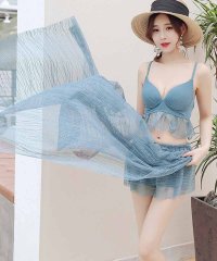 shoppinggo/ショッピングゴー shoppinggo 水着3点セット パレオ 大判 ビキニ 体型カバー タンキニ セパレート ホルターネック レース ノンワイヤー 大人 おし/505445974