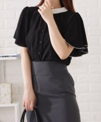 Lace Ladies/レースレディース Lace Ladies 2WAYバイカラープチハイネック半袖シフォンブラウス/505444728
