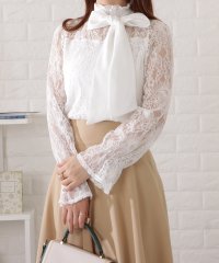 Lace Ladies/レースレディース Lace Ladies ボウタイ付きプチハイレースブラウス/505444736