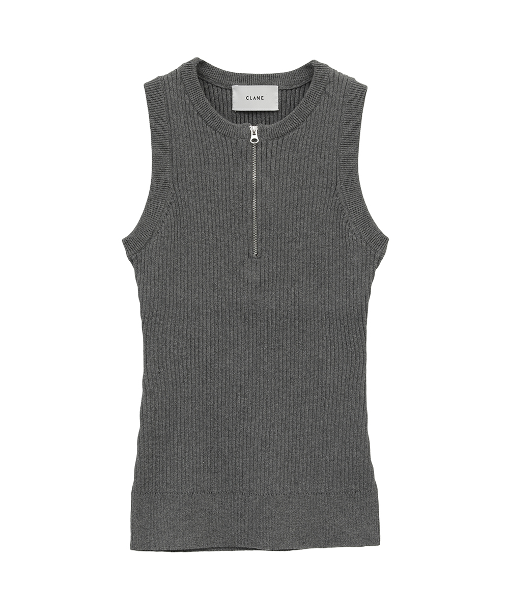 SLEEVELESS ZIP RIB KNIT TOPS(505446465) | クラネ(CLANE) - d fashion