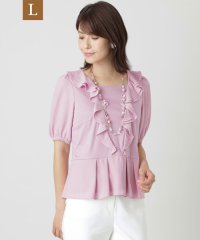 TO BE CHIC(L SIZE)/【L】レーヨンコットンスムース シフォンコンビカットソー/505434717