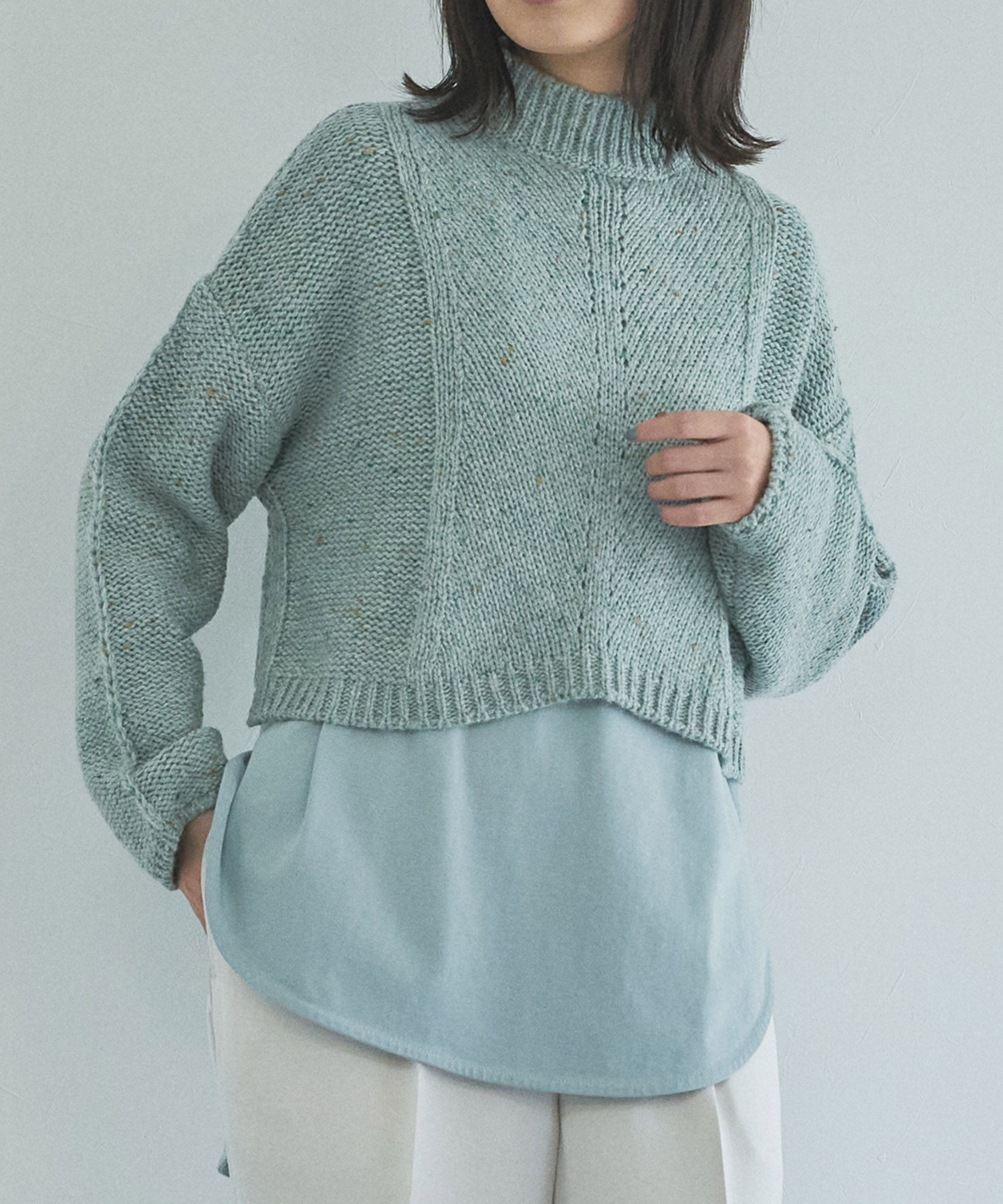 Audrey and John Wad】ハイネックニット×クルーネックTシャツSET