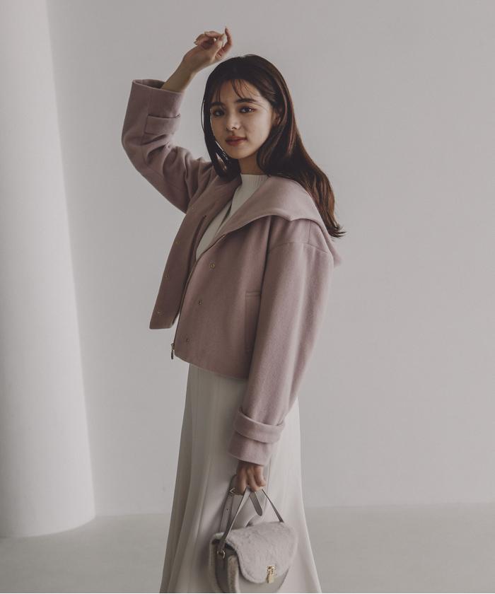 セール 30%OFF】フード襟ショートコート(505450095 セール 30%OFF】フード襟ショートコート(505450095