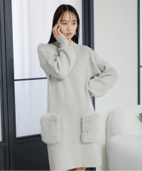 JILL by JILL STUART/フェイクファーポケットニットワンピース　WEB限定カラー:ブラック/505450098