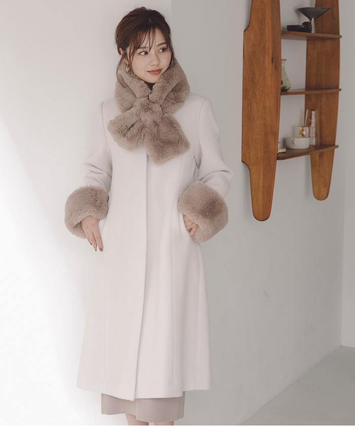 セール 30%OFF】フェイクファー取外しコート/23AW(505451819 セール 30%OFF】フェイクファー取外しコート/23AW(505451819