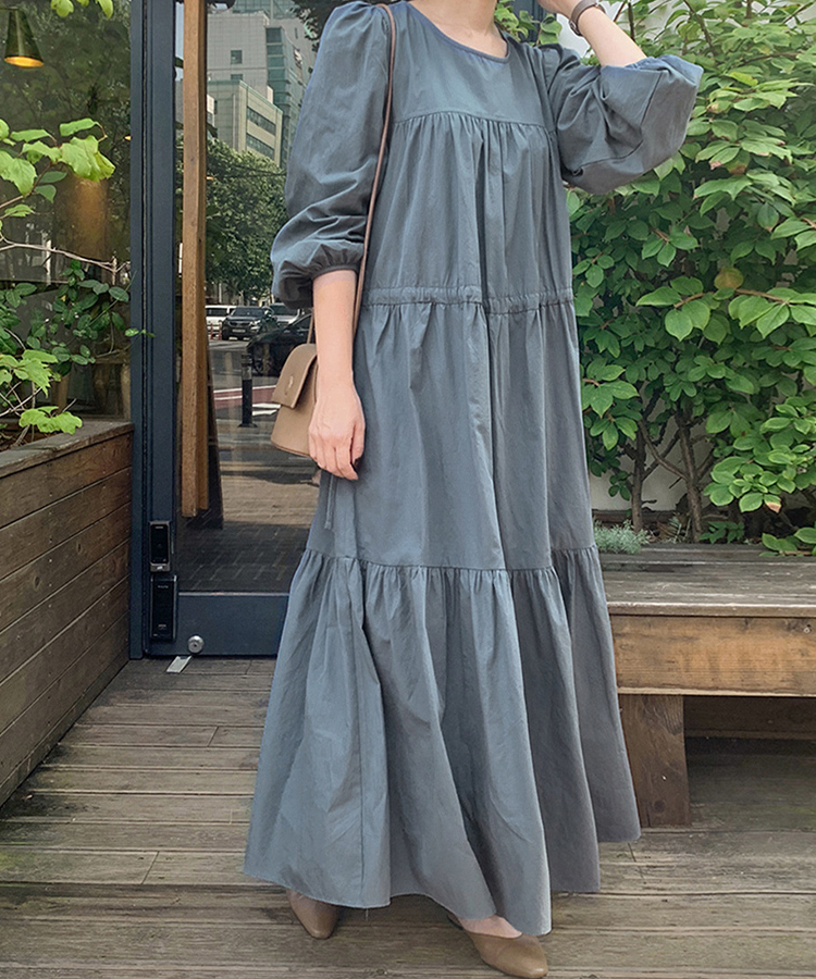 【美品】半額！Doux Avenir  パフスリーブワンピース ドゥ アヴニール Doux Avenir パフスリーブ バイカラー