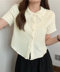 shoppinggo/ショッピングゴー shoppinggo 襟付き半袖 Tシャツ tブラウス ポロシャツ クロップド丈 レディース 半袖 トップスカットソー 春夏 デイリー 襟付き/505458211