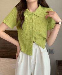 shoppinggo/ショッピングゴー shoppinggo 襟付き半袖 Tシャツ tブラウス ポロシャツ クロップド丈 レディース 半袖 トップスカットソー 春夏 デイリー 襟付き/505458211